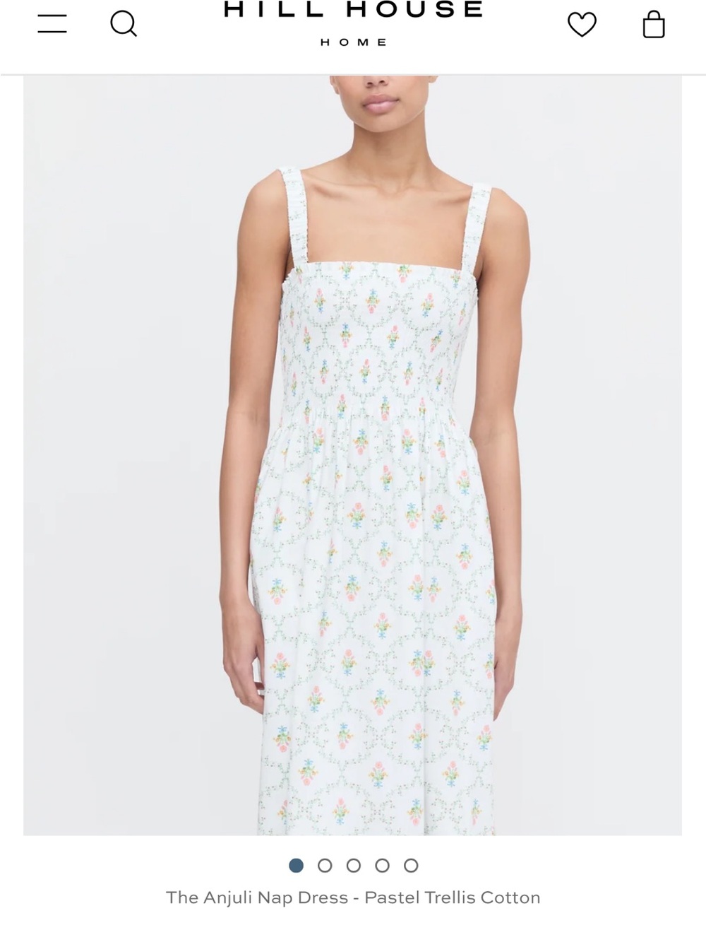 Hill House Pastel Trellis Cotton Chemise Dress - White with Pink, Blue & Green